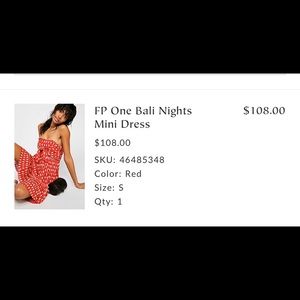 Free people Bali nights mini dress size small